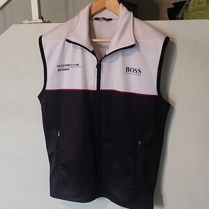 HUGO BOSS Men's Black and White Motorsport Porsche Vest